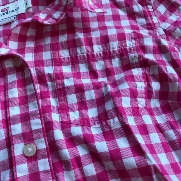 vineyard vines Women’s 4 Pink/White Gingham Signature Cotton Button-Down Shirt - Picture 5 of 10